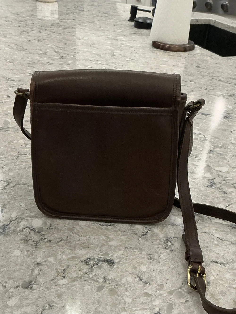 Vintage Coach Dark Brown Leather Messenger Crossbody